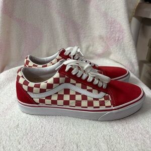 Vans Red and White Checkered Shoes Mens Size 9.5